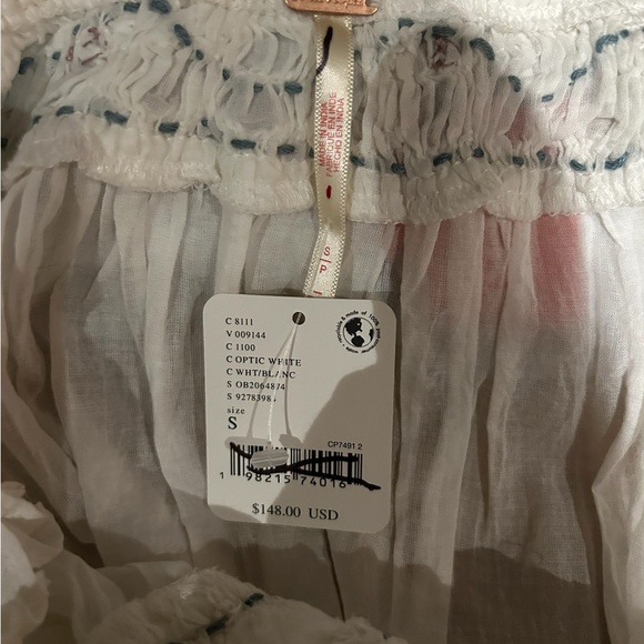 FREE PEOPLE Atlas Rose Tunic in Optic White Sheer Embroidered S - Picture 7 of 8